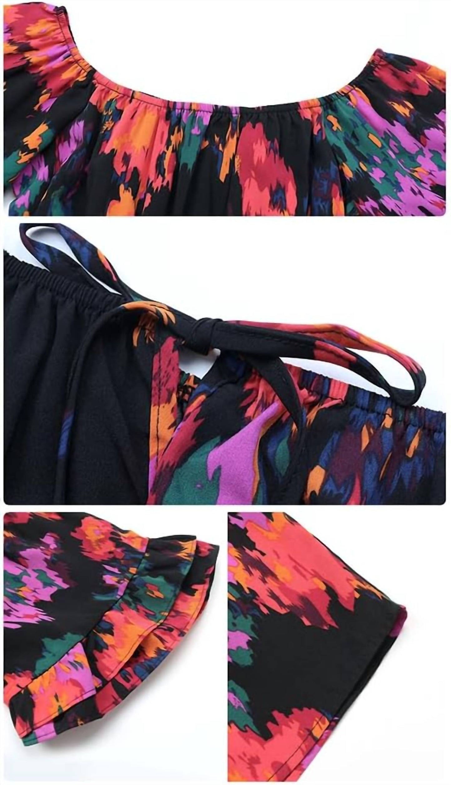 Ninexis - Off-shoulder Printed Romper