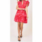 Umgee - Women's Red Mix Floral Ruffle Sleeve Dress
