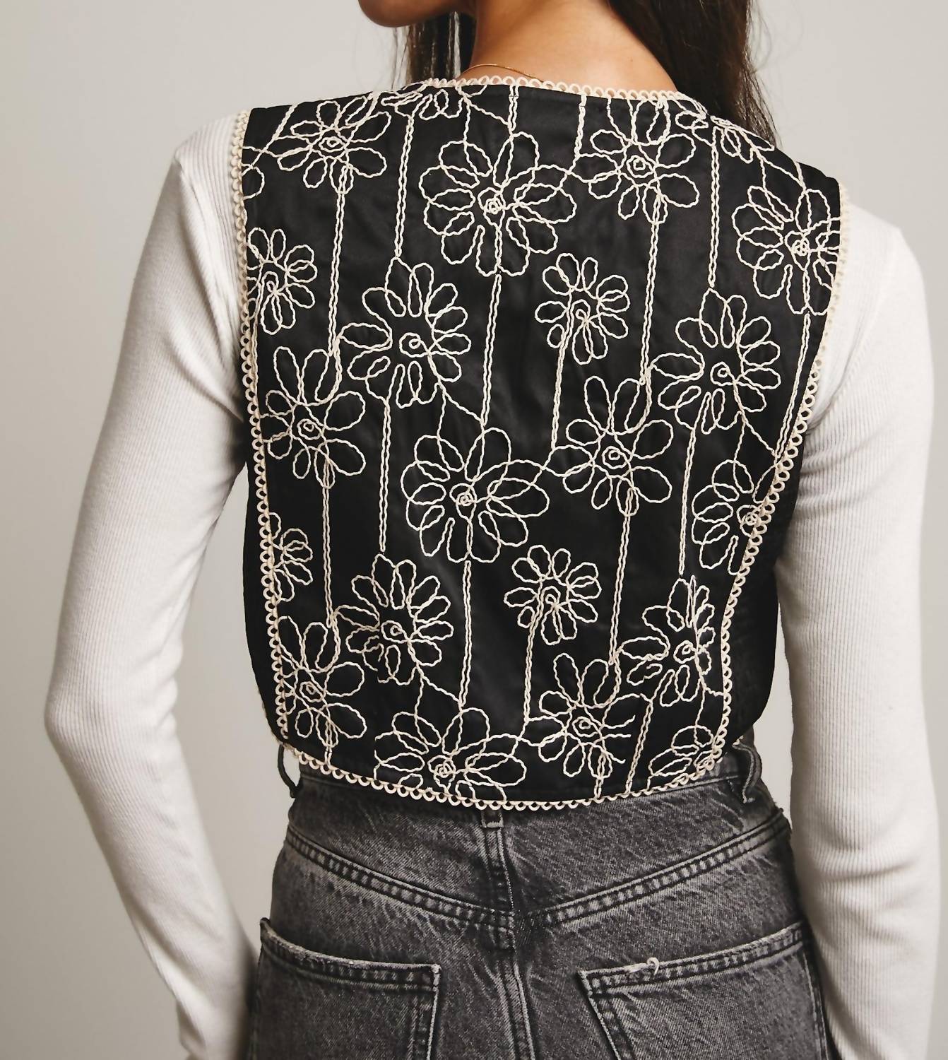 Forte Cashmere - Embroidered Front Tie Boho Vest