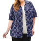 On The Plus Side - Printed Short Sleeve Collar Button Up Elaine Shirt - Plus Size