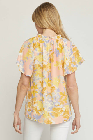 Entro - Floral Potter Sleeve Shirt