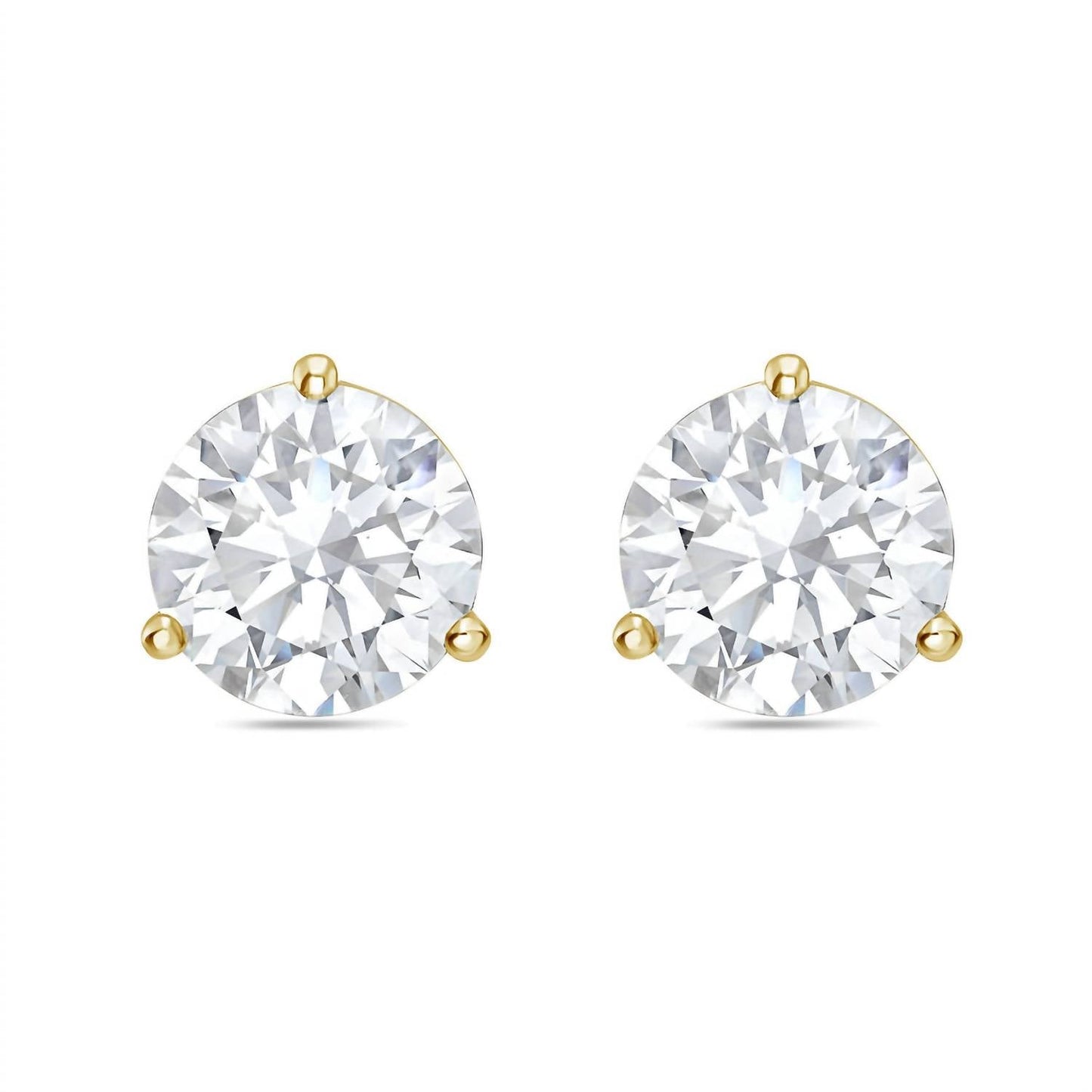 Diana M Jewels - Lab-grown Diamond Round Stud Earrings 1.00 Ctw, Three-prong Setting