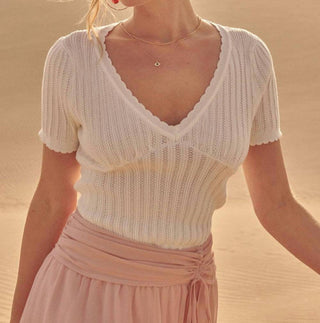 Promesa - Keep It Simple Scalloped Pointelle Crop Top