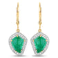 6.40 Carat Genuine Colombian Emerald and White Diamond 14K Yellow Gold Earrings