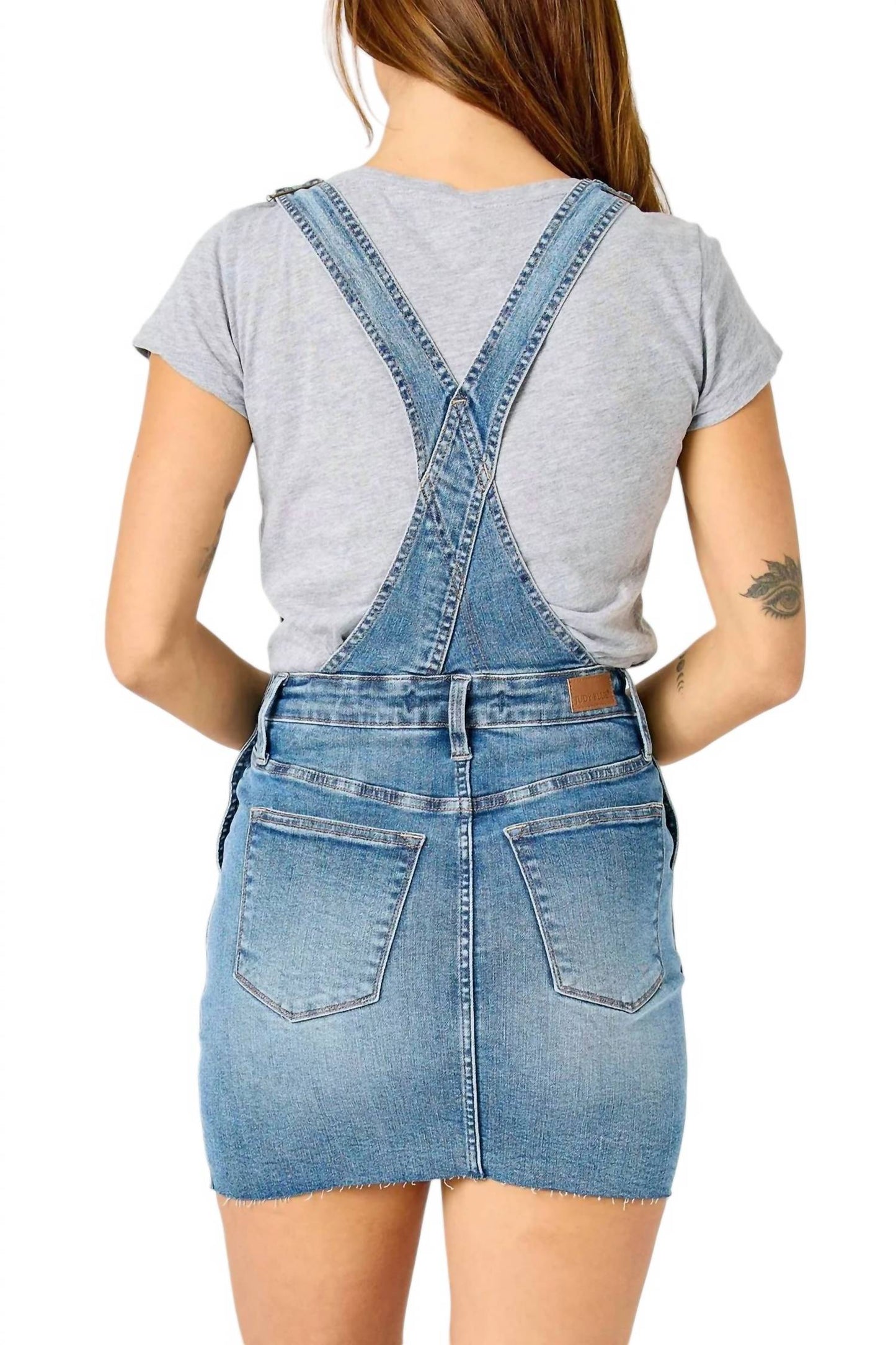 Judy Blue - HIGH WAIST RAW HEM OVERALL DENIM SKIRT