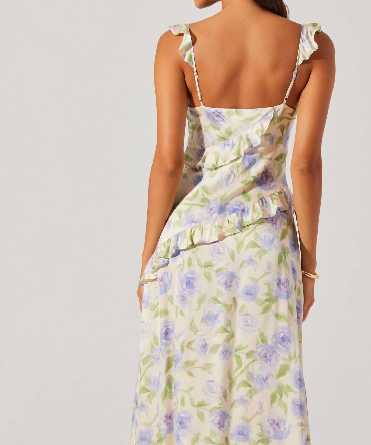 Astr - Rosalina Satin Ruffle Midi Dress