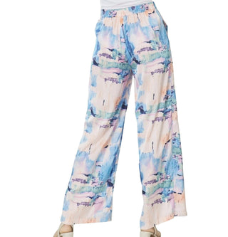 Entro - High Waisted Wide Leg Print Pants