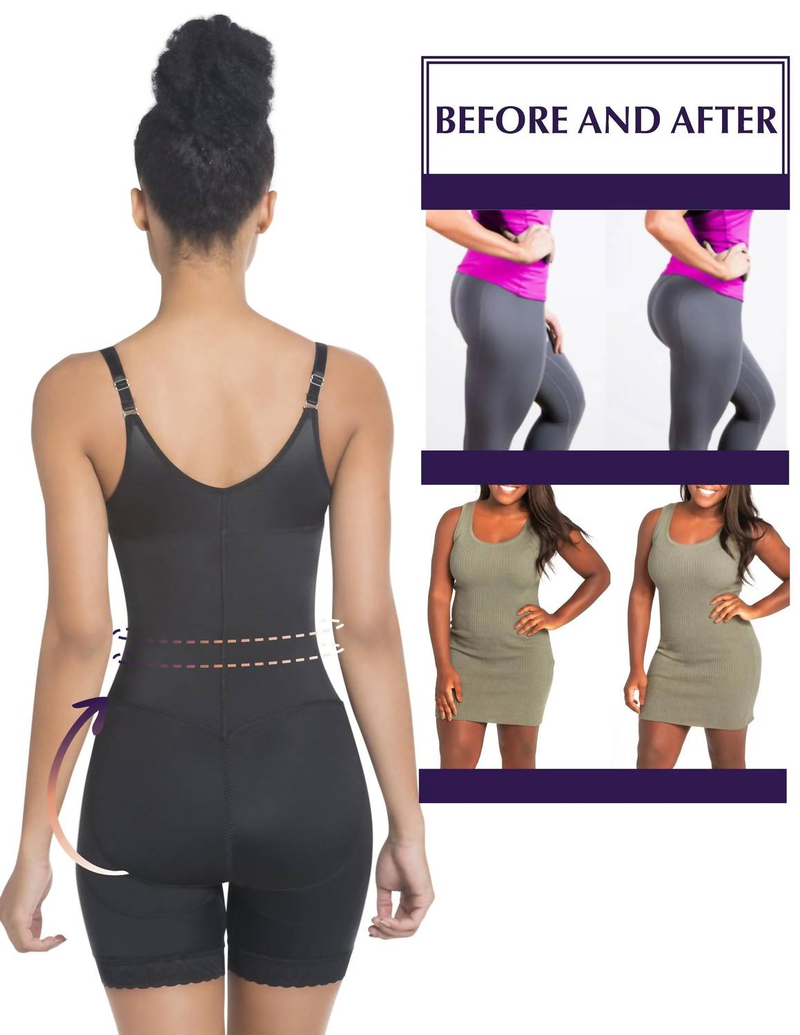 Siluets - Women's Thermal Latex Shaper Mid-thigh Style Without Zipper