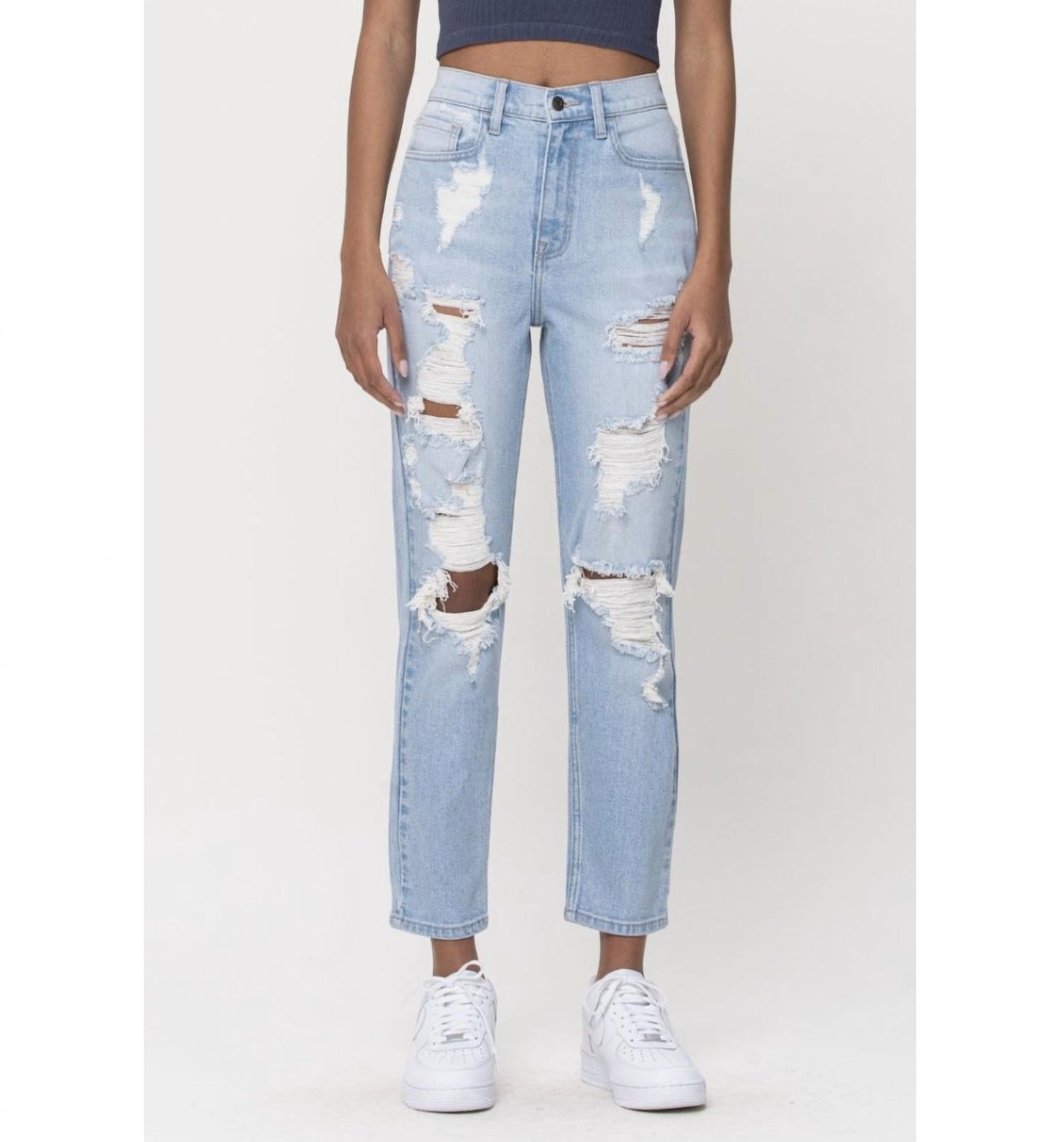 Cello - High Rise Distressed Mom Jeans