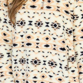 Jen & Co. - Gretta Aztec Half Zip Sherpa Pullover