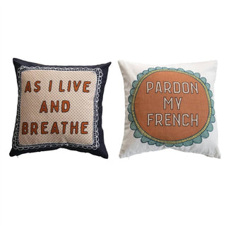 Creative Co-Op - Embroidered Printed Pillow With Saying
