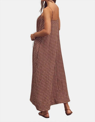 Amente - Front Shirring Gingham Cami Midi Dress