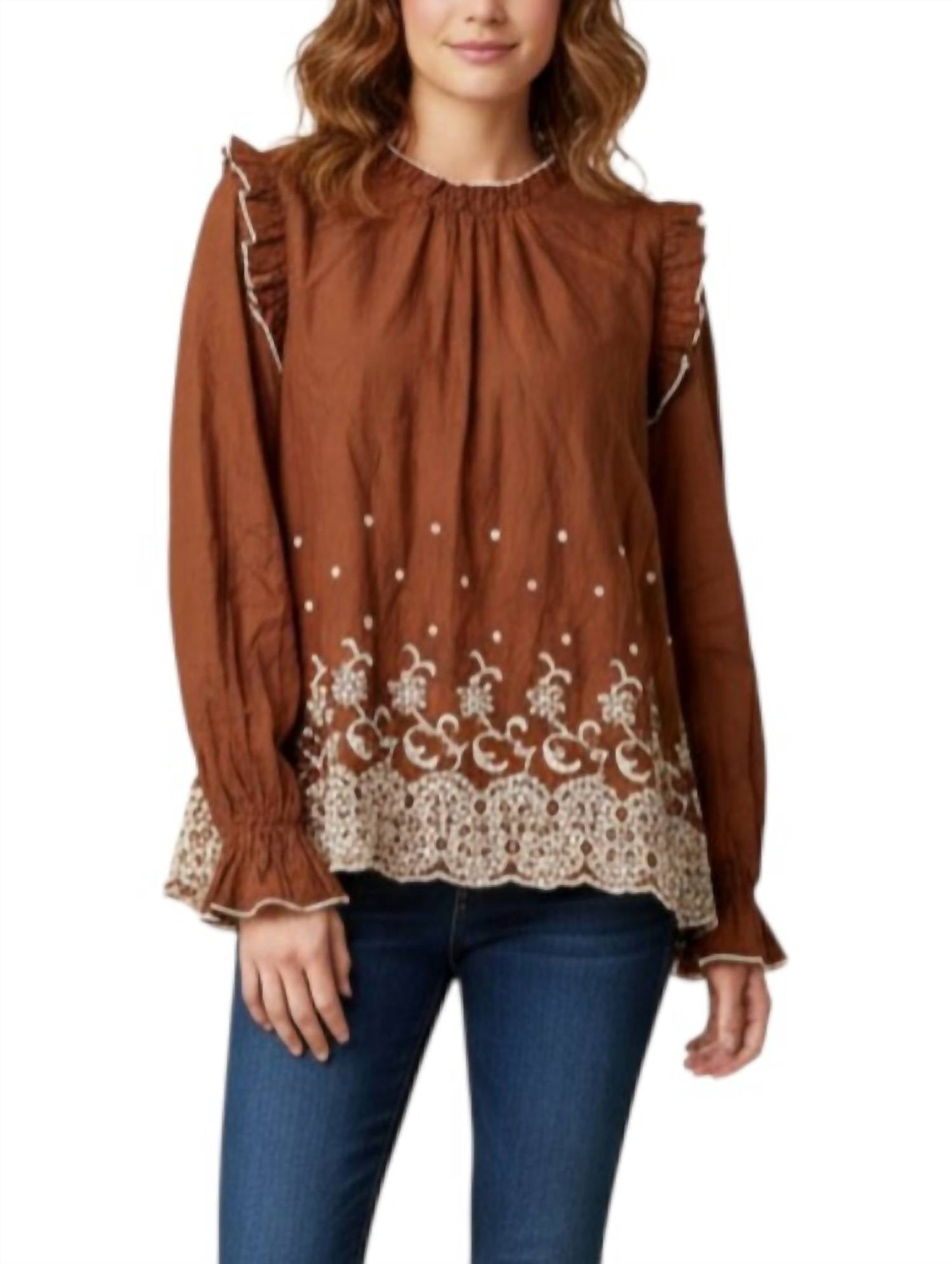 &Merci - Ruffled Lace Trim Top