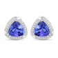 3.70 Carat Genuine Tanzanite and White Diamond 14K White Gold Earrings