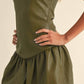 Klesis - Faux Leather Chevron Drop Waist Mini Dress