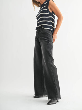 Just Black Denim - Wide-leg High Rise Denim