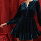 Blu Pepper - Velvet Split Collar Godet Mini Dress