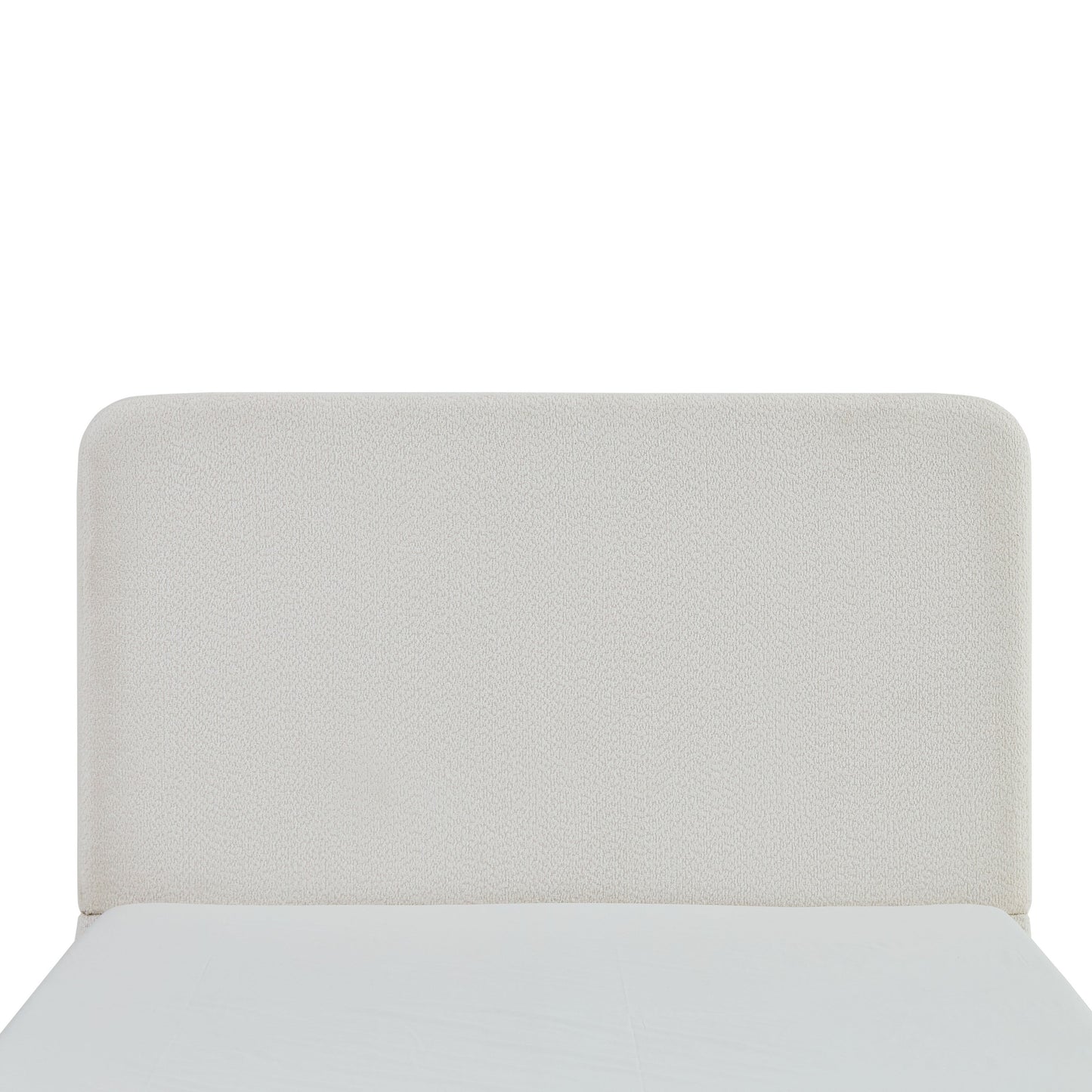 Canter Tall Headboard Upholstered Bed in Pearl White Chenille, Queen Size