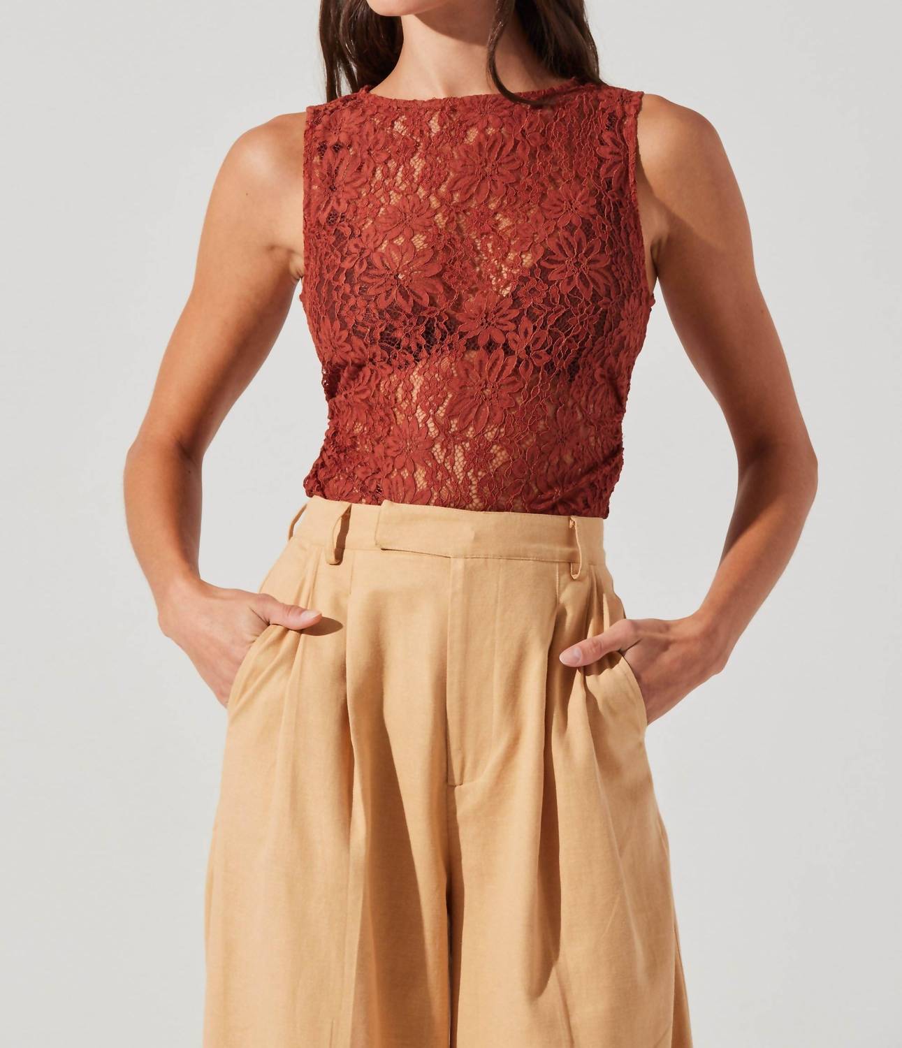 Astr - Kairi Lace High Neck Top