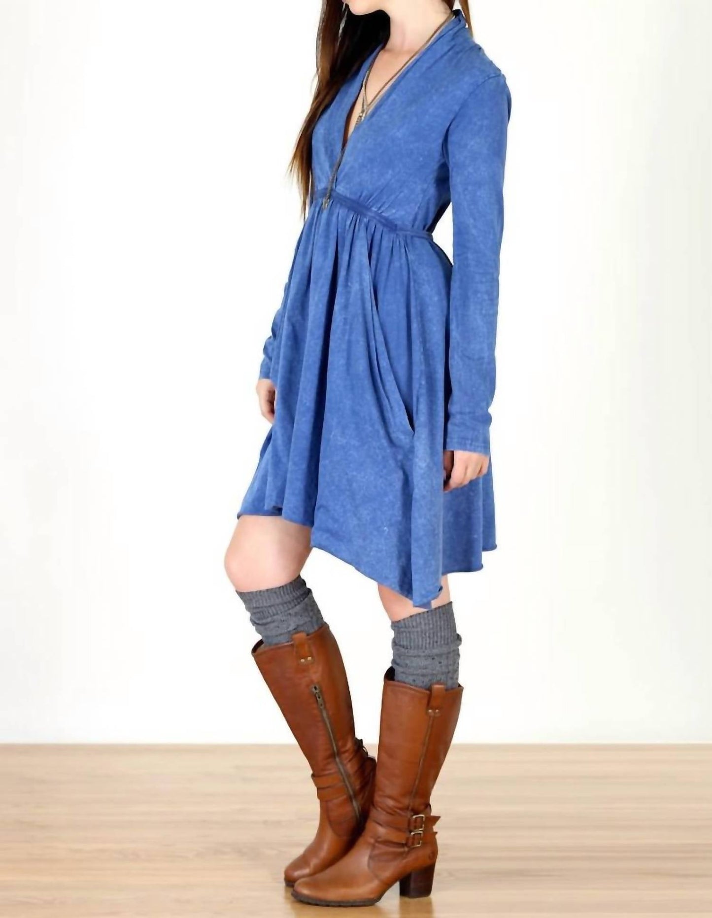 Tough Luv - Long Sleeve Grecian Goddess Pocket Dress