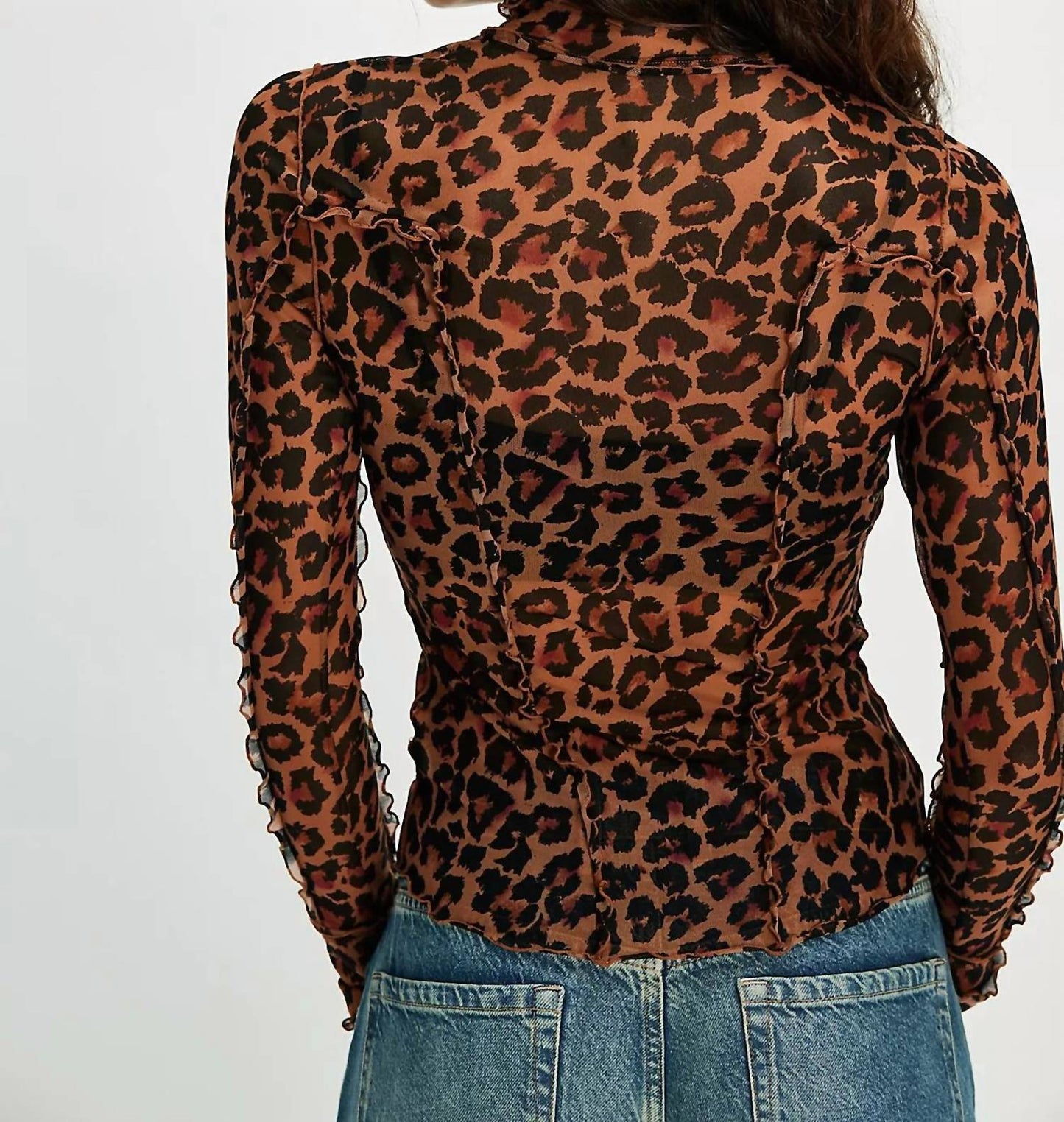 Free People - Charlie Leopard Printed Mesh Top