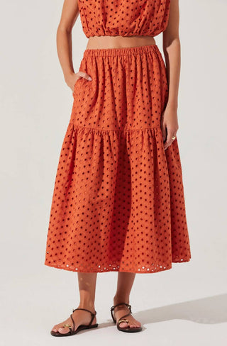 Astr - Nalley Eyelet Midi Skirt