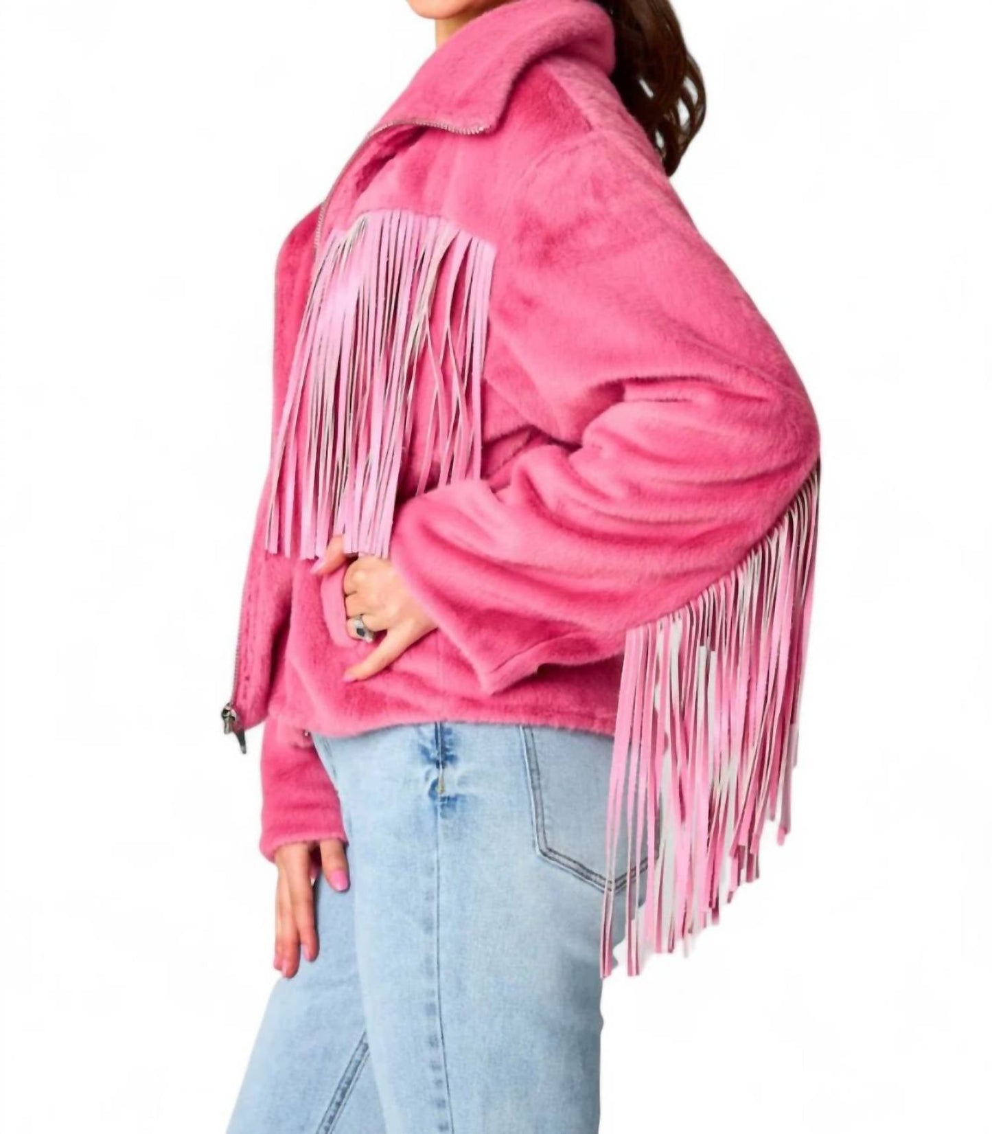 Buddylove - Skylar Fringe Faux Fur Jacket