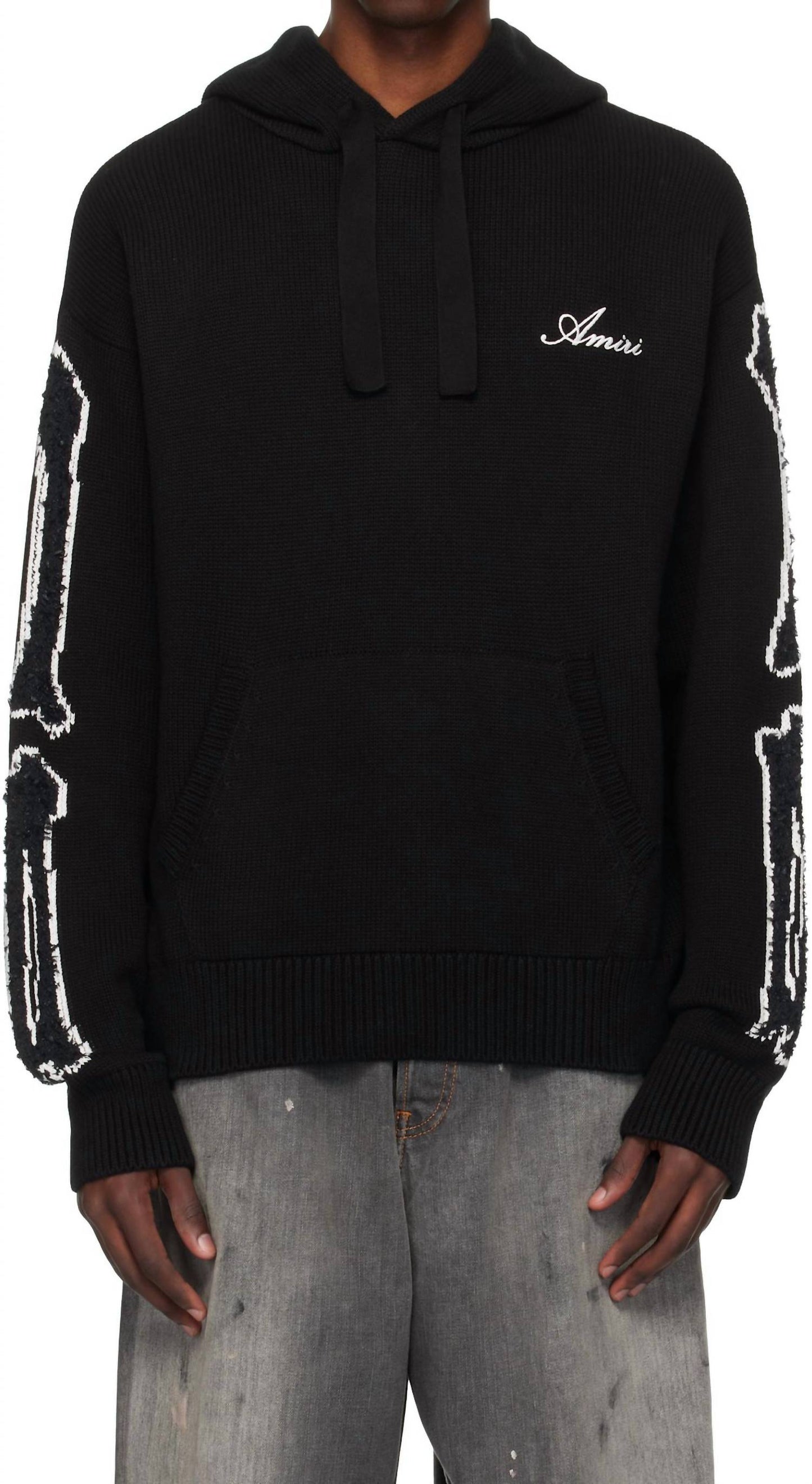 Amiri - Bones Logo Embroidered Knit Hoodie