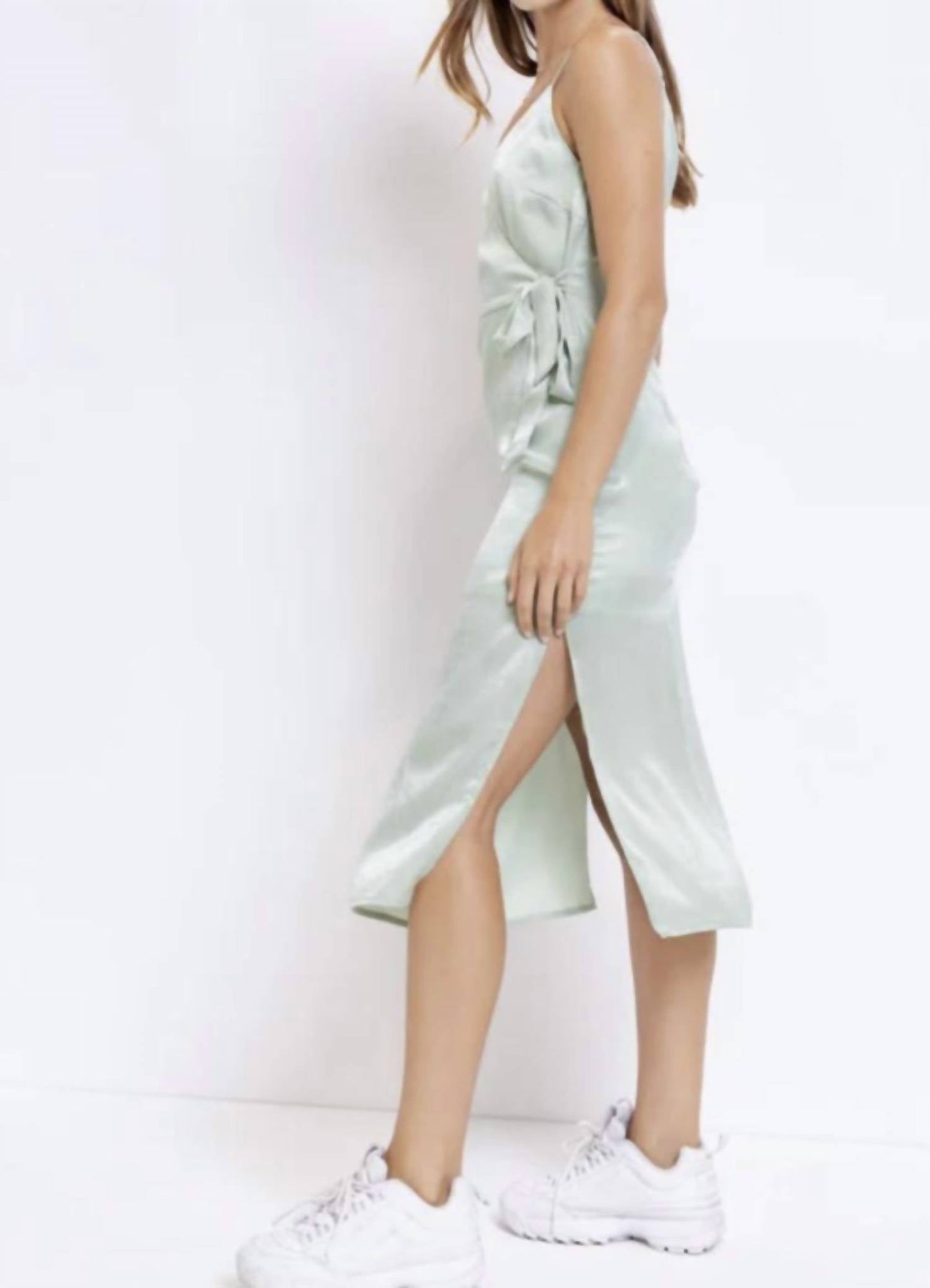 Le Lis - Bust wrapped and tie satin midi dress