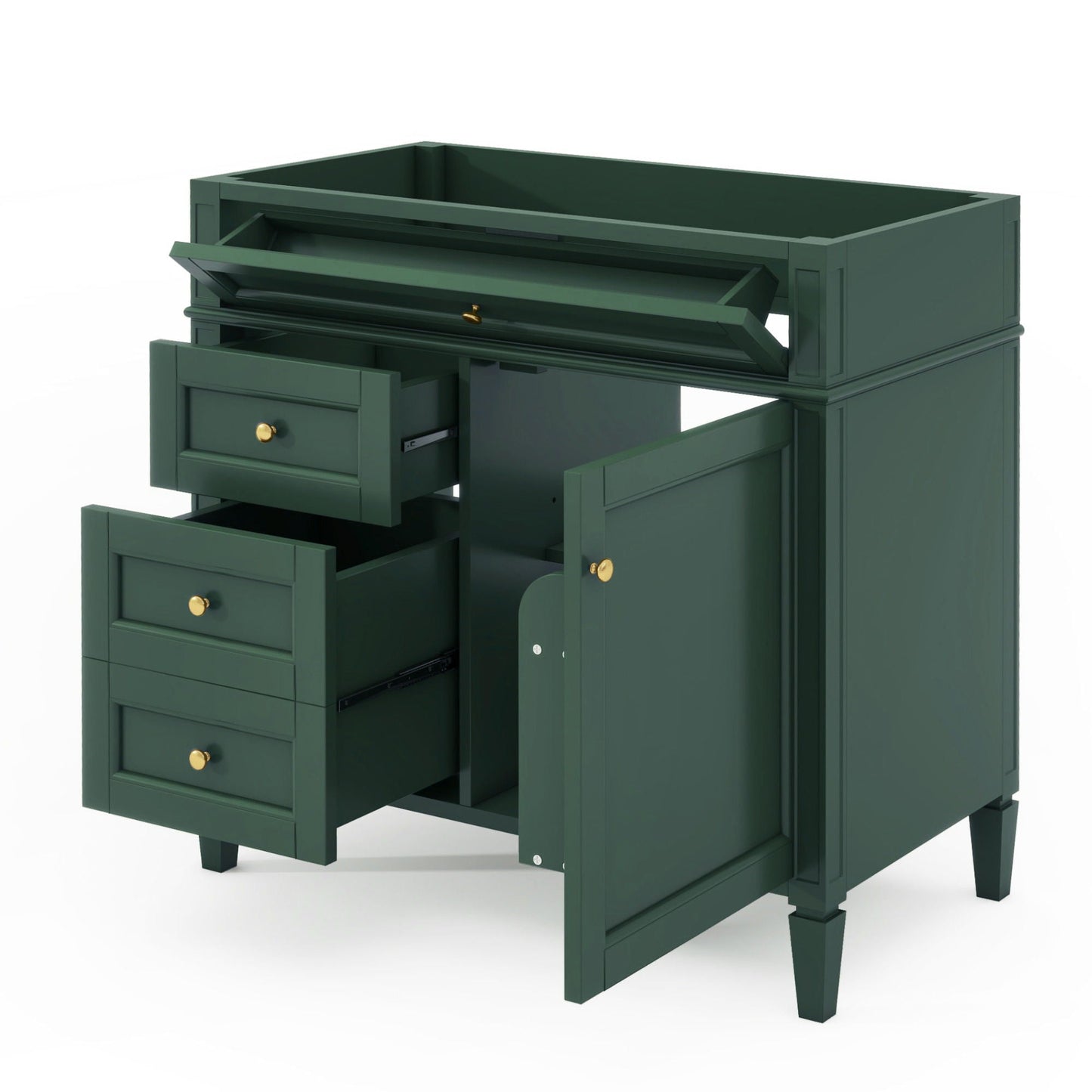 Bathroom Vanity With 2 Drawers and Tip-Out Drawer Storage Cabinet