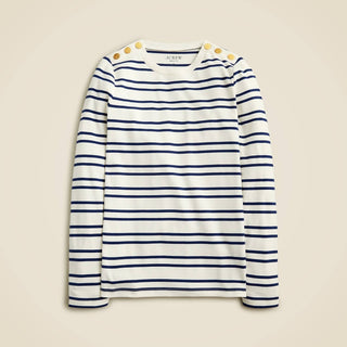 J.Crew - Perfect-fit Long-sleeve Crewneck T-shirt With Lion Buttons Stripe
