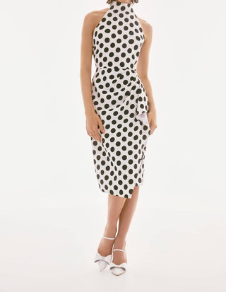 Joseph Ribkoff - Lux Twill Polka Dot Print Halter Dress
