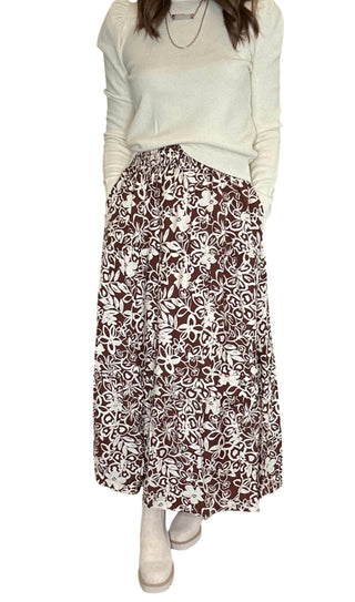 &Merci - SMOCKED WAIST FLORAL MAXI SKIRT
