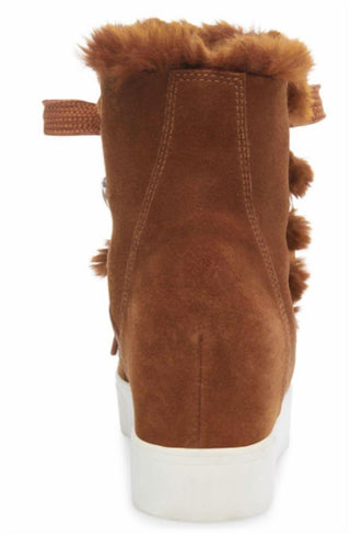 Steve Madden - Women's Suede Faux Fur Lined Wedge Lace Up Sneaker