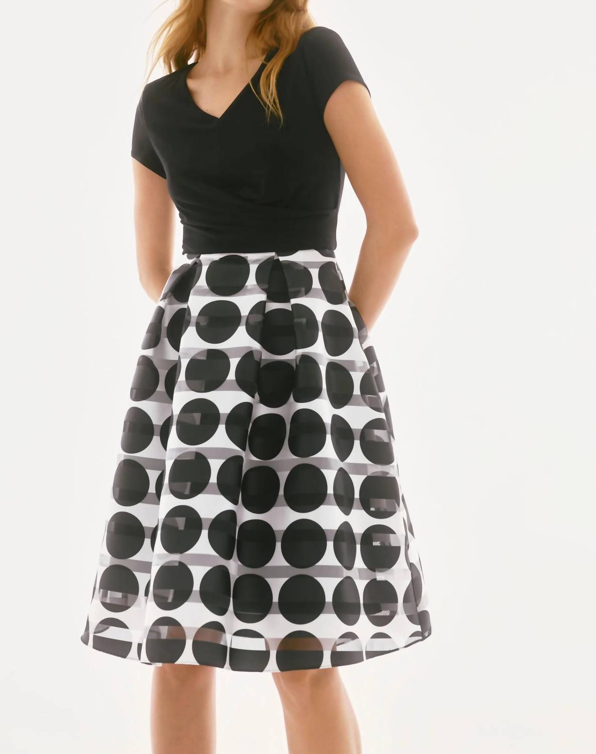Joseph Ribkoff - Stripe Polka Dot Fit And Flare Dress