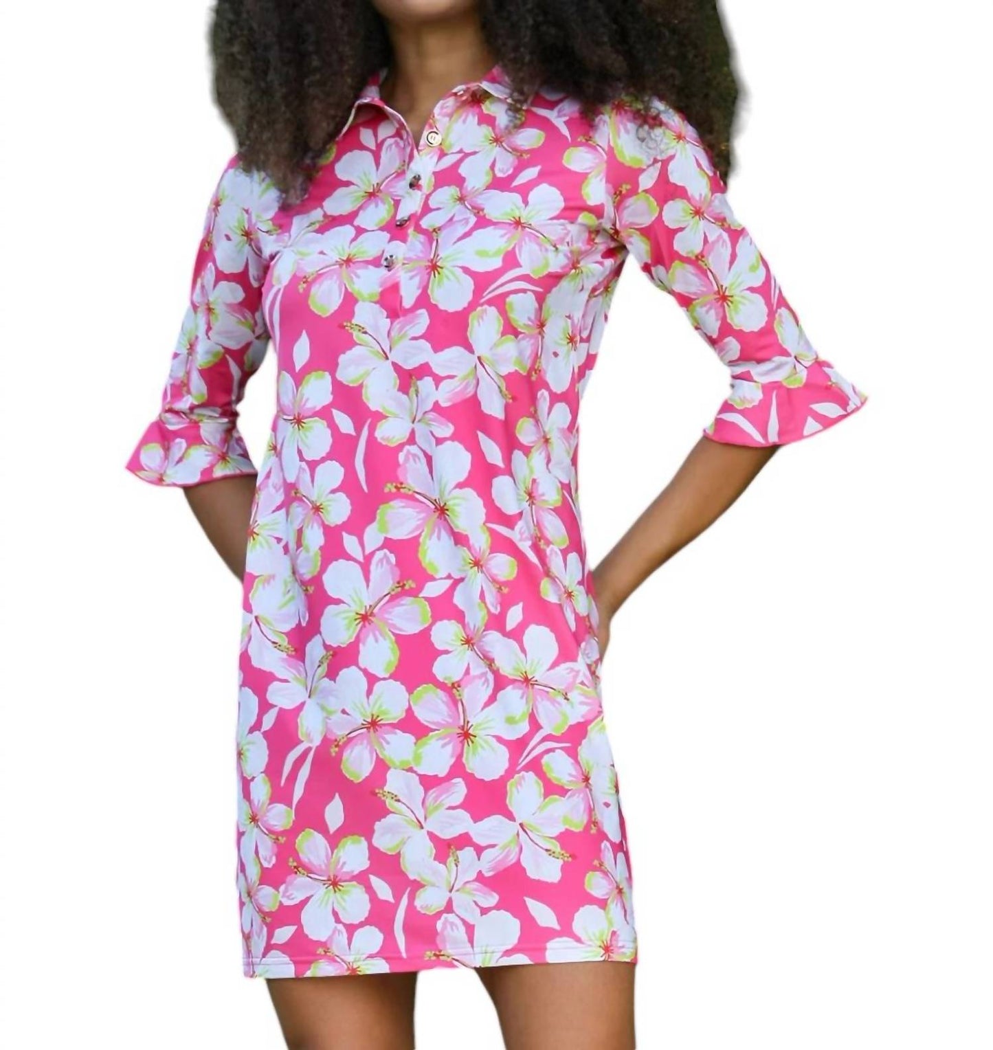Ana Clare - Marin Flounce Sleeve Polo Dress