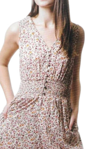 En/Kay - Floral Sleeveless Crop Linen Jumpsuit