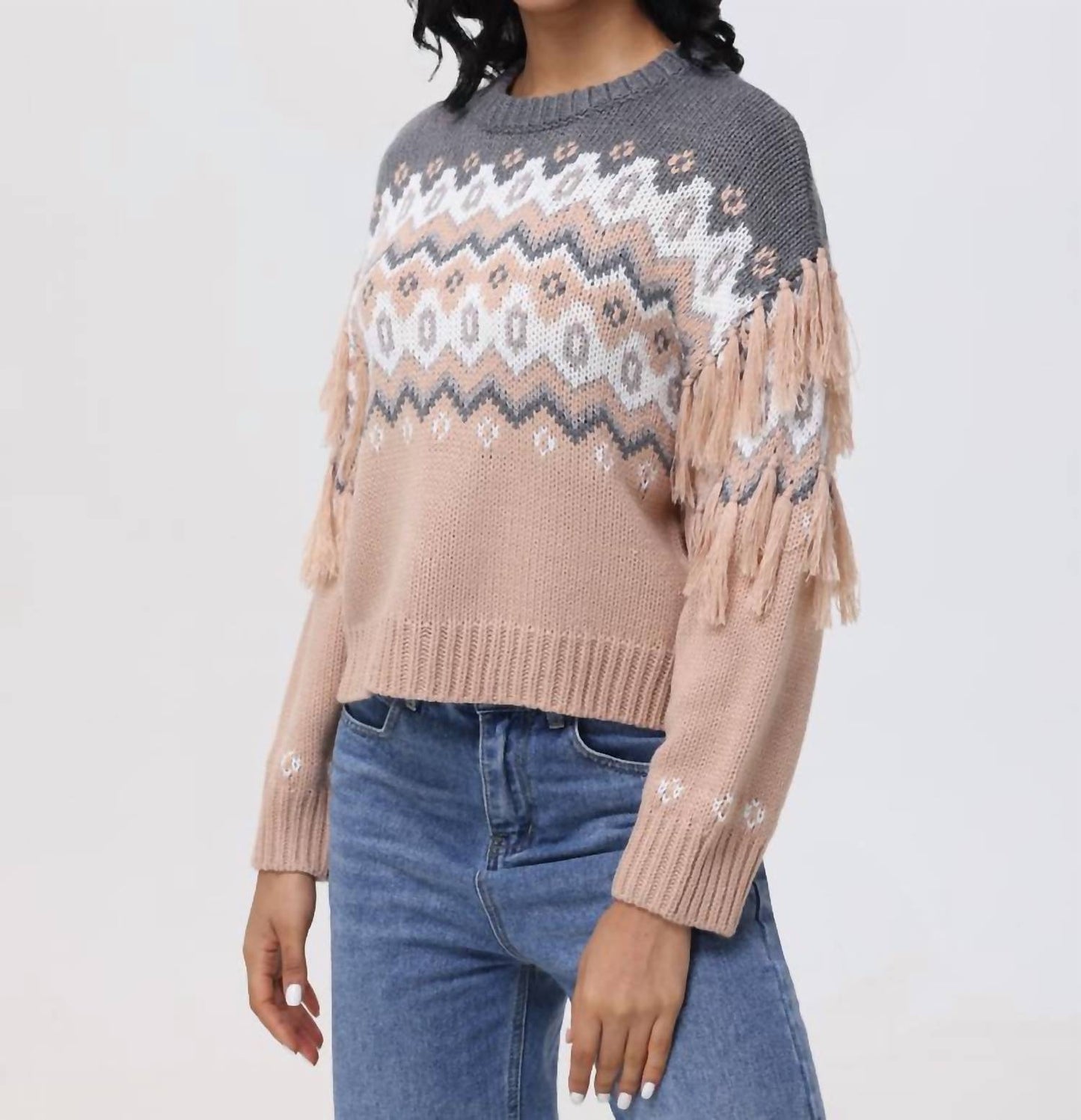 525 America - Fringe Fair Isle Sweater