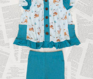 Laree + Co. - Girls Griffin Butterflies Bamboo Short Sleeve Tunic Legging Set