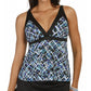 Caribbean Joe - V-neck Framed Surplice Tankini Top