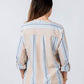 Billy T - Belize Stripe Roll Tab Sleeve Popover Shirt