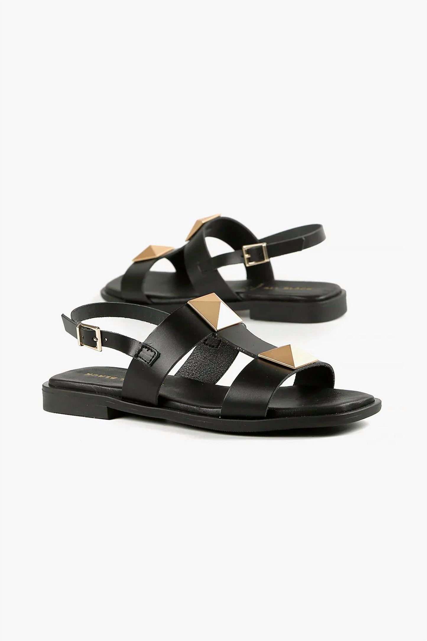 All Black - Women's Pyramid Stud Sandal