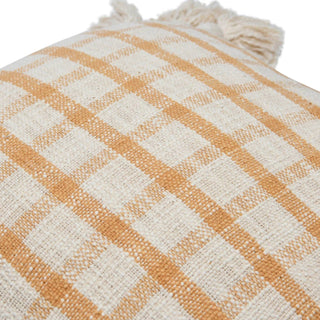 Creative Co-Op - Square Woven Cotton Slub Plaid Pillow With Tassels