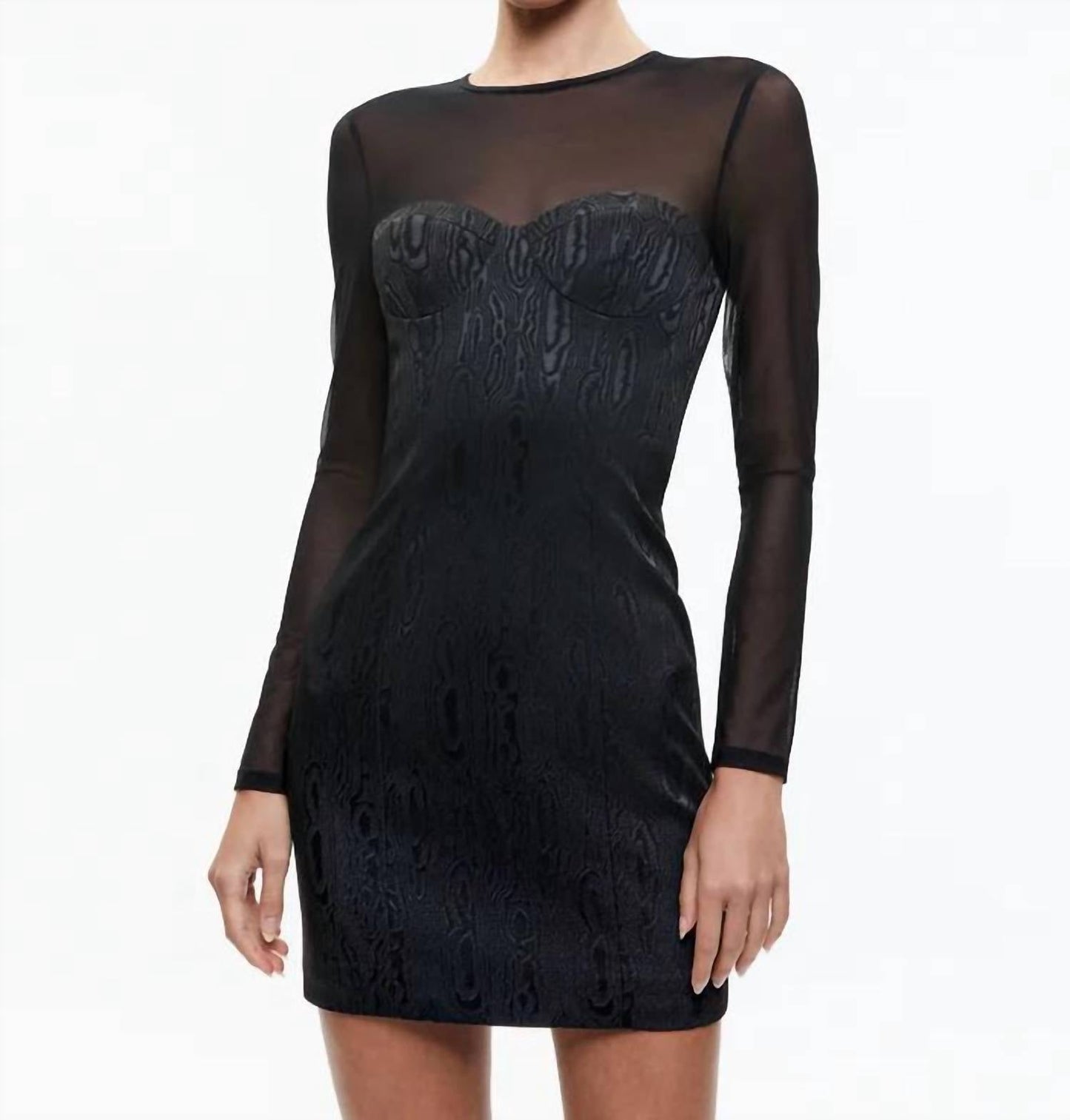 Alice + Olivia - Takako Mesh Long Sleeve Minidress