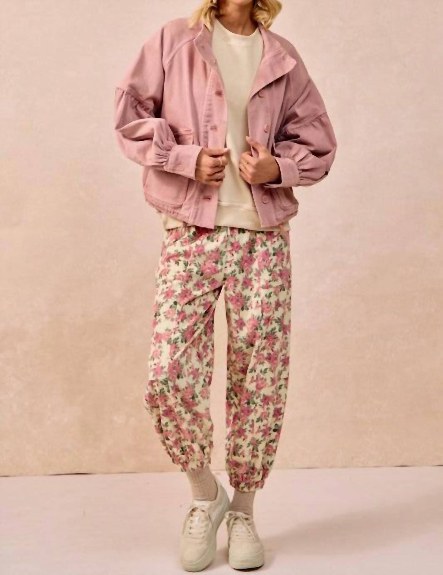 Bibi - Floral Printed Twill Pants