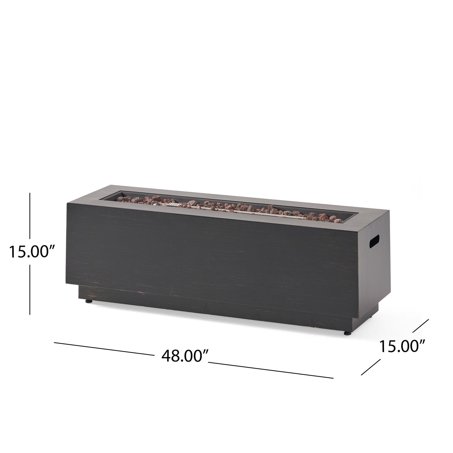 Modern Dark Grey 40' Outdoor Iron Propane Fire Pit