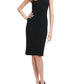 Emily Shalant - Pearl Beaded Mock Neck Choker Midi Dress
