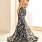 Ellie Wilde - Embroidered Tulle Sequin Lace-up Back Gown