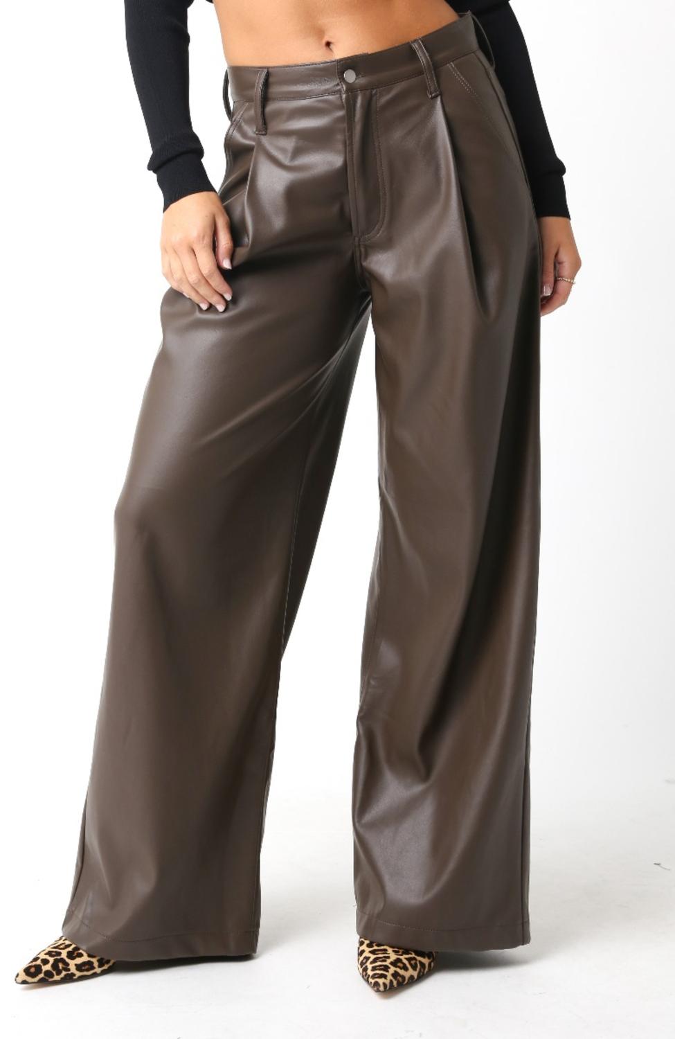 Olivaceous - Me Espresso Faux Leather Pant