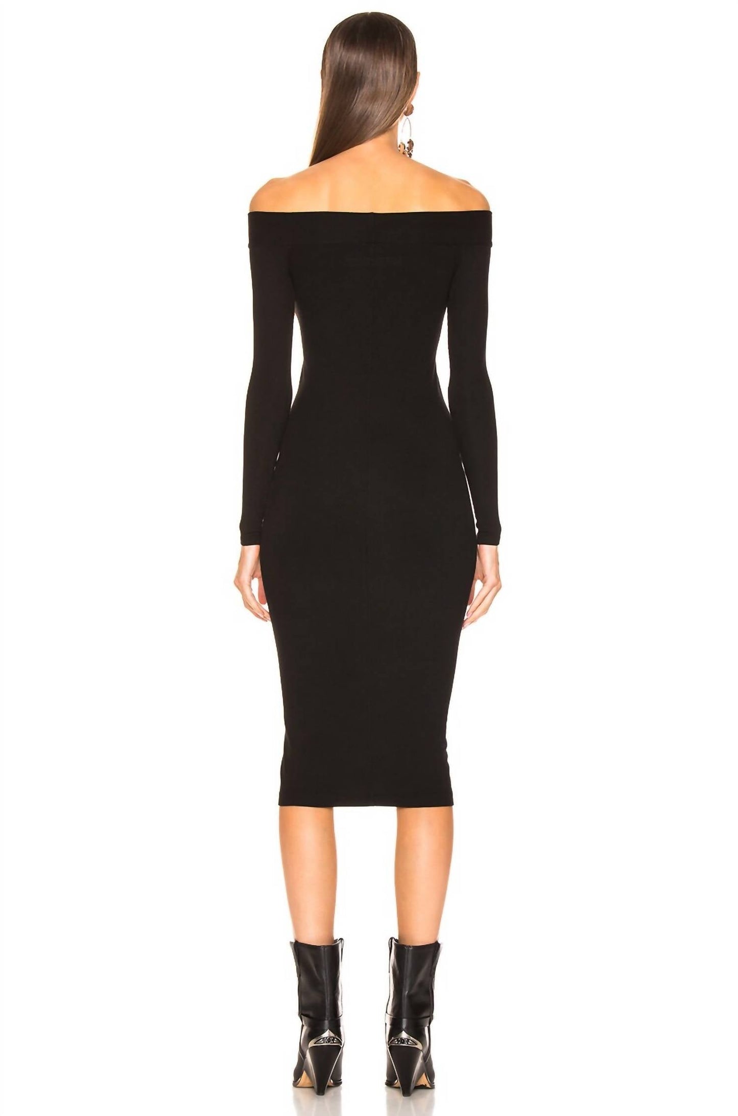 Enza Costa - RIB EXPOSED SHOULDER MIDI DRESS